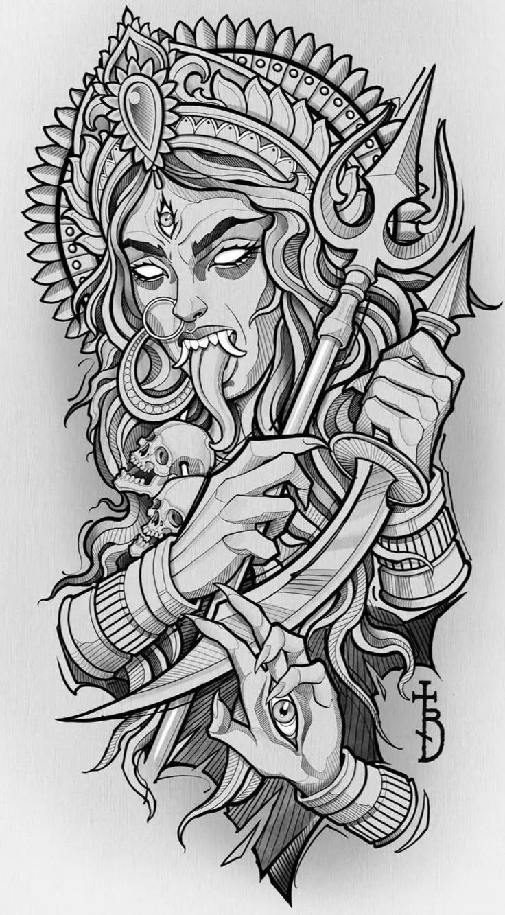 Kali Goddess Tattoo, Goddess Kali Tattoo, Kali Tattoo, Tattoo Cover Ups, Minimalist Tattoo Ideas, Egypt Tattoo, Shiva Tattoo Design, God Tattoos, Goddess Tattoo