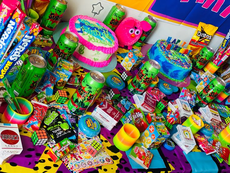 a table topped with lots of candy and candies