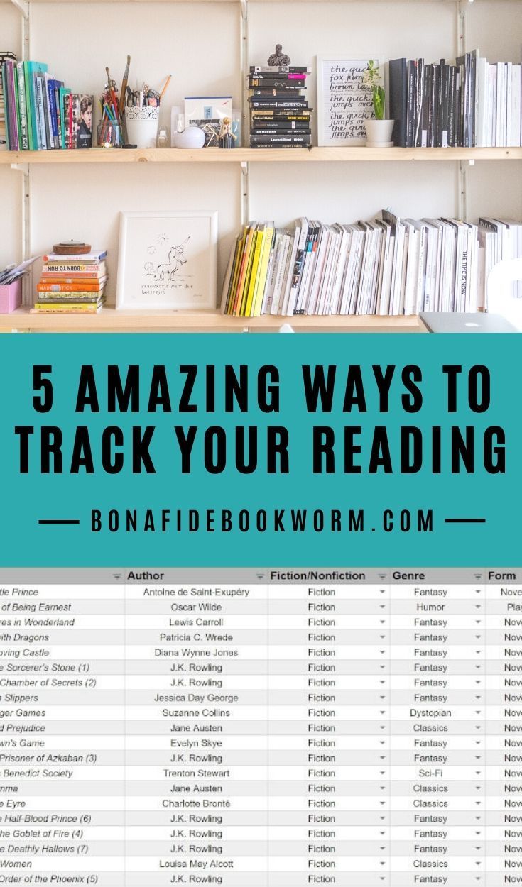 a book shelf with books on it and the words 5 amazing ways to track your reading