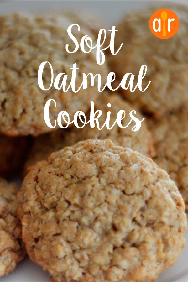 some oatmeal cookies on a plate with the words, allrecipes soft oatmeal cookies