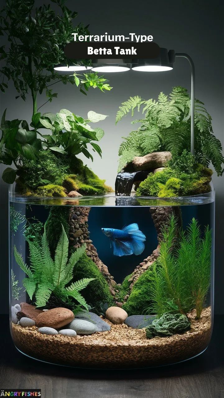 an aquarium with plants and rocks in it