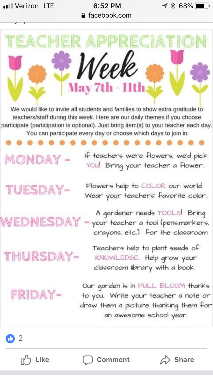 the teacher appreciation week poster is displayed on an iphone screen, with text below it