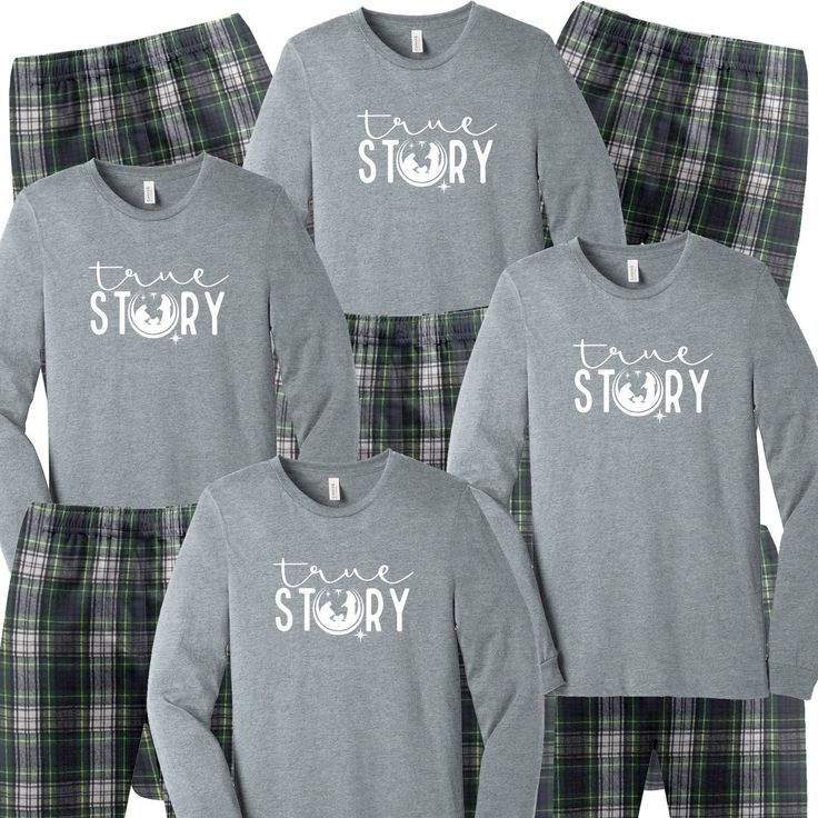 True Story Jesus Christmas Pajamas Outfit the whole family. Nothing says Christmas matching Jesus family pajamas...say cheese! This festive flannel set comes with a luxe 100% cotton t-shirt and plaid flannel pajama bottoms. Put the family to bed in their Christmas pjs and let them rip open those packages Christmas morning. Your options are endless. This cozy pajama set is so comfortable it will be your go to uniform all winter break long. Set includes a long sleeve t-shirt printed with the True Christmas Pajamas Pajamagram, Family Christmas Pajamas Plaid, Christmas Pajama Pajamagram, Rae Dunn Family Pj, Christmas Matching Pajamas Pajamagram, Plaid Christmas Pjs Family, Matching Pajamas Christmas Pajamagram, Matching But Not Matching Family Pajamas, Christmas Matching Pajamas Families Short Sleeves