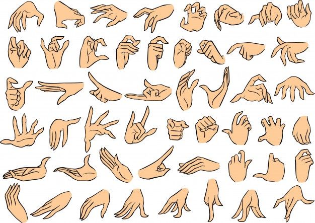 an image of hand gestures drawn in pencil