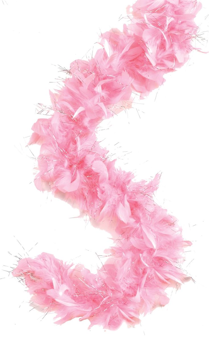 the letter s is made up of pink feathers