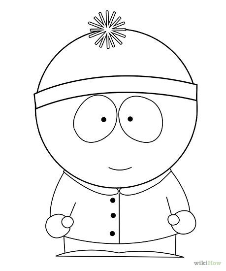 the cartoon character south park is wearing a winter hat and coat coloring pages, coloring sheets, south park characters, south park quotes