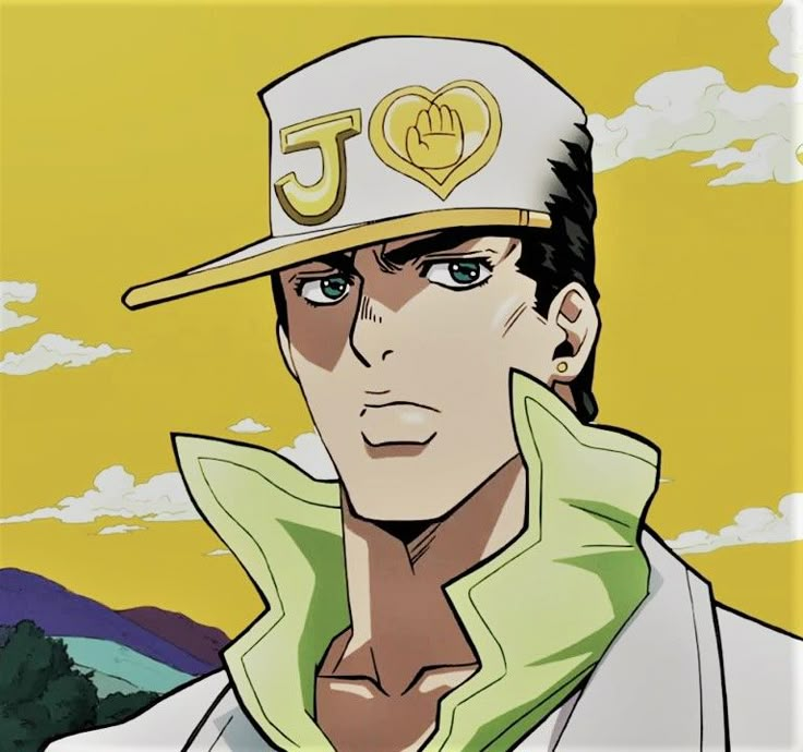 an anime character wearing a baseball cap with the letter j on it