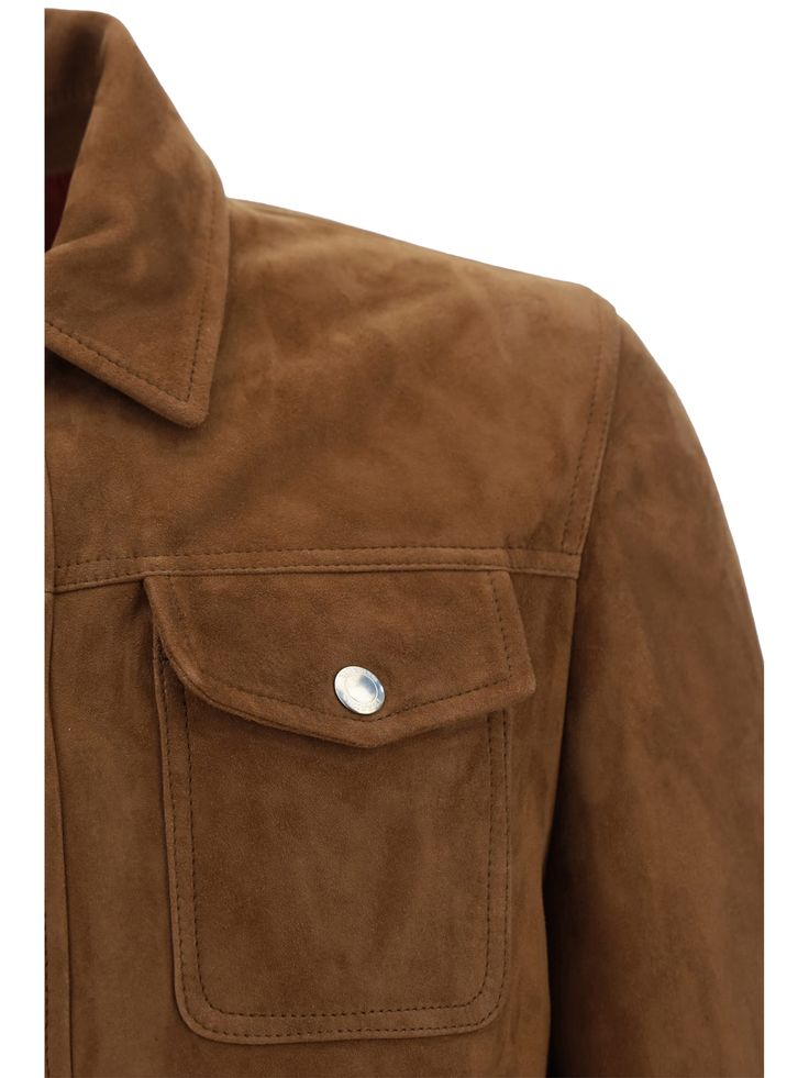 100% Calf leather Stylish Leather Jacket, Brunello Cucinelli Men, Brown Leather Jacket, Brown Jacket, Printed Denim, Suede Jacket, Leather Jacket Men, Luxury Shop, Card Holder Leather