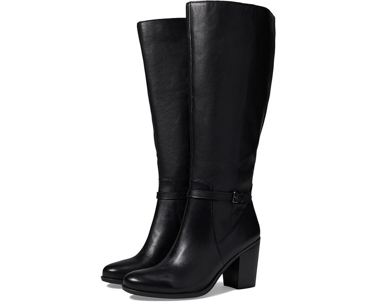 Women's Naturalizer Kalina Wide Shaft Almond Toe Boots With Buckle Closure For Work, Leather High Ankle Boots With Buckle Closure, Workwear Boots With Buckle Closure And Almond Toe, Leather Boots With Buckle Closure, Medium Width, Leather Boots With Buckle Closure And Medium Width, Wide Calf Round Toe Heeled Boots With Buckle, Medium Width Boots With Removable Insole And Block Heel, Leather-lined Medium Width High Ankle Boots, Leather Lined Medium Width High Ankle Boots