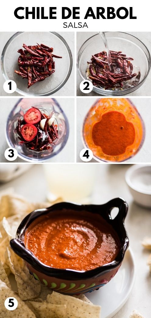 instructions for how to make chili de arbol salsa