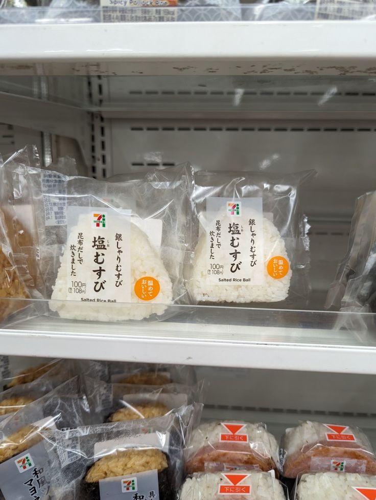 packaged food items are on display in a store