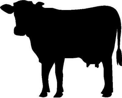 the silhouette of a cow is shown in black and white, against a plain background