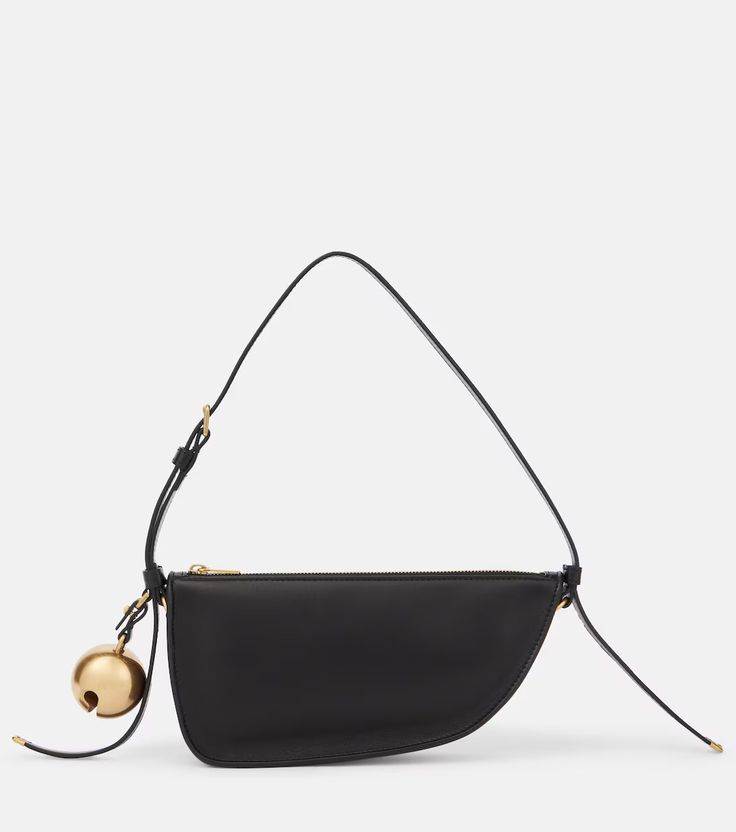 Mini leather shoulder bag in black - Burberry | Mytheresa Designer Leather Shoulder Bag With Zipper, Designer Leather Shoulder Bag With Zipper Closure, Leather Hobo Bag With Detachable Strap For Evening, Evening Leather Hobo Bag With Detachable Strap, Modern Calf Leather Shoulder Bag With Soft Leather, Modern Leather Satchel Shoulder Bag, Modern Leather Saddle Bag With Double Handle, Leather Shoulder Bag With Detachable Handle, Leather Flap Shoulder Bag For Evening