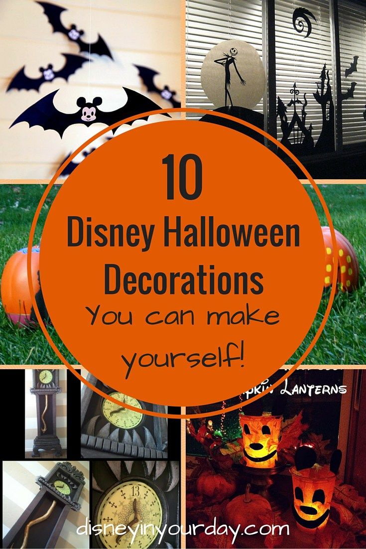 halloween decorations with the words 10 disney halloween decorations you can make yourself in orange and black