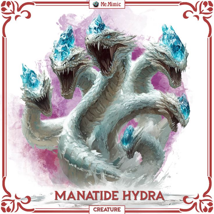 DnD 5e Statblock for Manatide Hydra by Me.Mimic Dnd Gorgon, Dnd Water Monsters, Dnd Sea Monsters, Dnd Monstrosity, False Hydra, Dnd Adventurer, Hydra Monster, Energy Monster, Greek Monsters