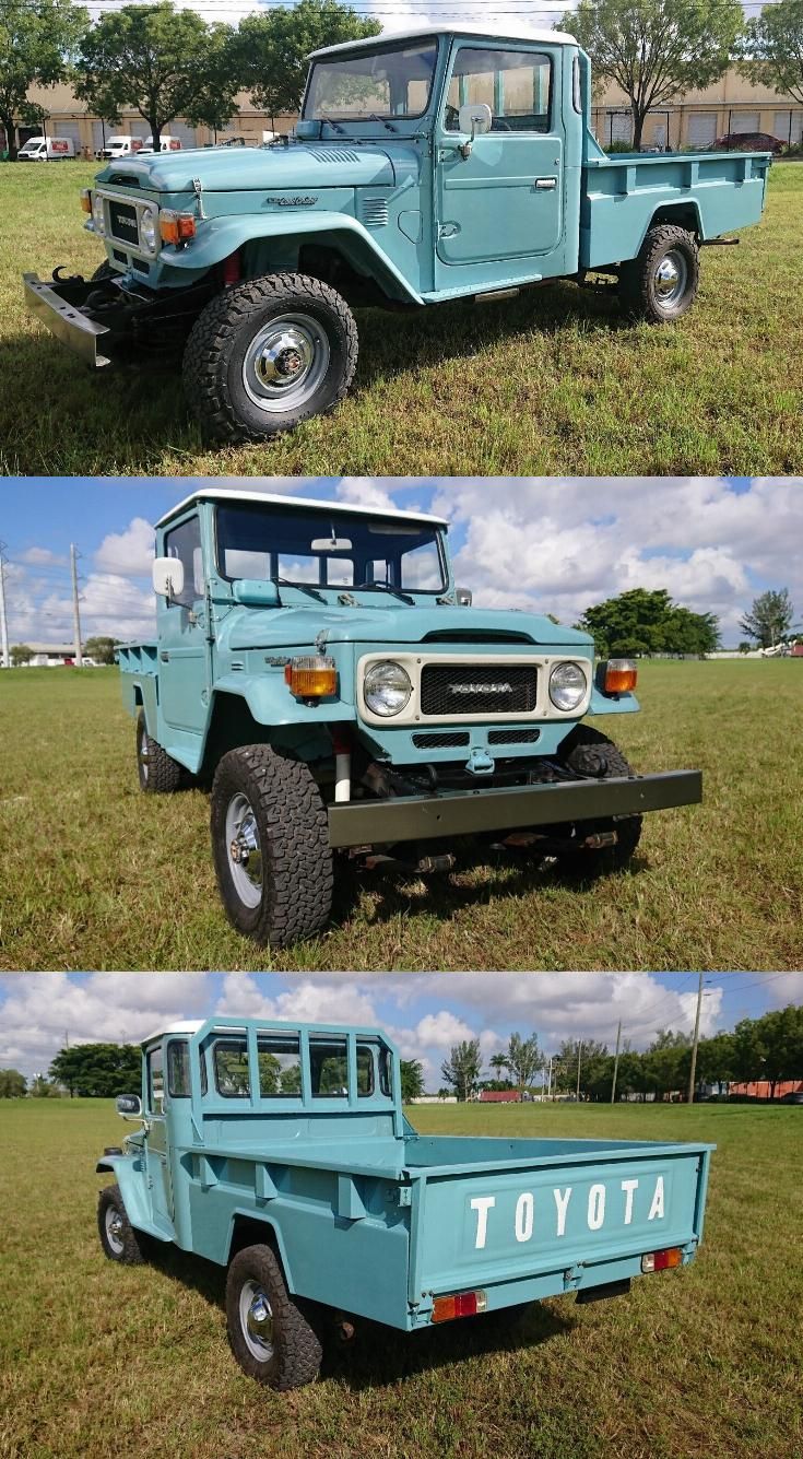 three pictures of the same truck in different positions