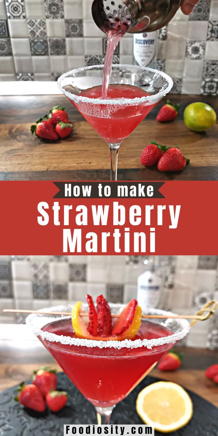 Strawberry Lemondrop Martini, Strawberry Vodka Recipes, Strawberry Martini Recipe Vodka, Fruity Martini Recipes Vodka, How To Make Martini Cocktails, Martini Recipes Fruity, Strawberry Cocktails Recipes, Strawberry Liqueur Cocktails, Strawberry Drinks Alcohol