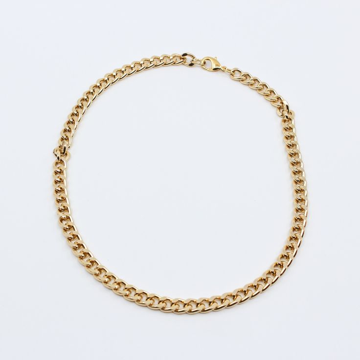 Cuban  Curb Link Choker I MCHARMS Modern Necklace With Solid Cuban Link Construction, Minimalist Gold Plated Cuban Link Chain Necklace, Chic Figaro Chain Link Necklace, Chic Figaro Chain Necklace, Gold Plated Curb Chain Link Necklace, Formal Cuban Link Gold-tone Chain Necklace, Classic Link Chain Necklace With Chunky Chain, Chic Gold Cuban Link Necklace, Chic Metal Necklace With Curb Chain