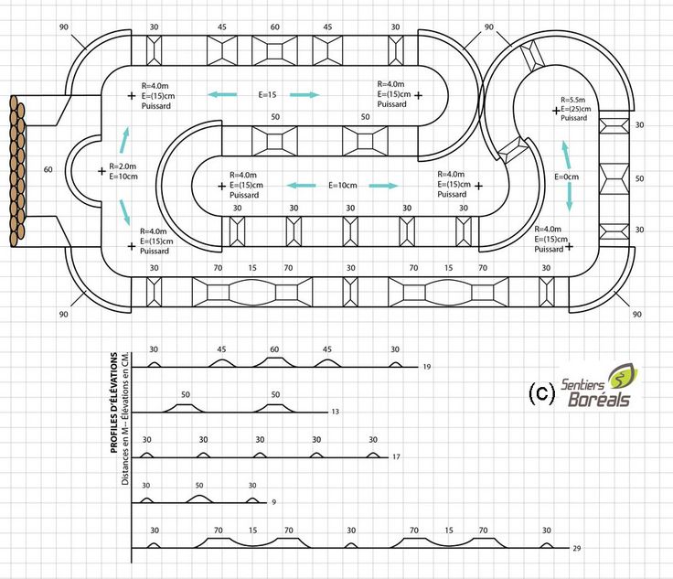 a blueprint drawing of a train track with instructions for the layouts and measurements