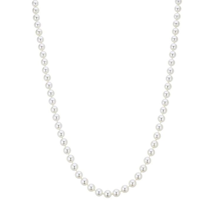 Margaret Premium Akoya Cultured Pearl 18 in. Necklace - 18K White Gold. Classic and timeless, this 18 in. necklace features a strand of 6.5 - 7 mm premium Akoya cultured pearls that add a touch of sophistication to any look. Classic Akoya Pearl Single Strand Necklace, Classic Single Strand Akoya Pearl Necklace, Classic Diamond Necklace With Pearl Chain For Formal Events, Classic Single Strand Round Diamond Necklace, Classic Round Single Strand Diamond Necklace, Classic Everyday Luxury Jewelry, Classic Akoya Pearl Diamond Necklace For Anniversary, Classic Single Strand Yellow Gold Chain Necklace, Classic Single Strand Diamond Necklace