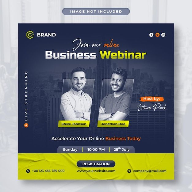 a flyer for a webinar with two men on the front and back side