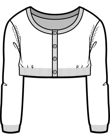 a sweater with buttons on the chest and sleeves, vintage line drawing or engraving illustration