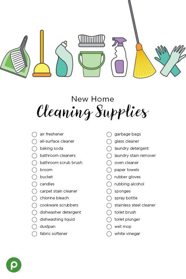 the new home cleaning supplies list