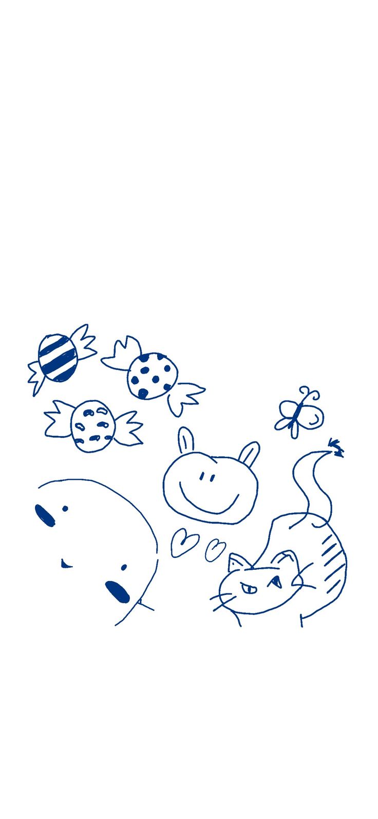 a drawing of some animals on a white background