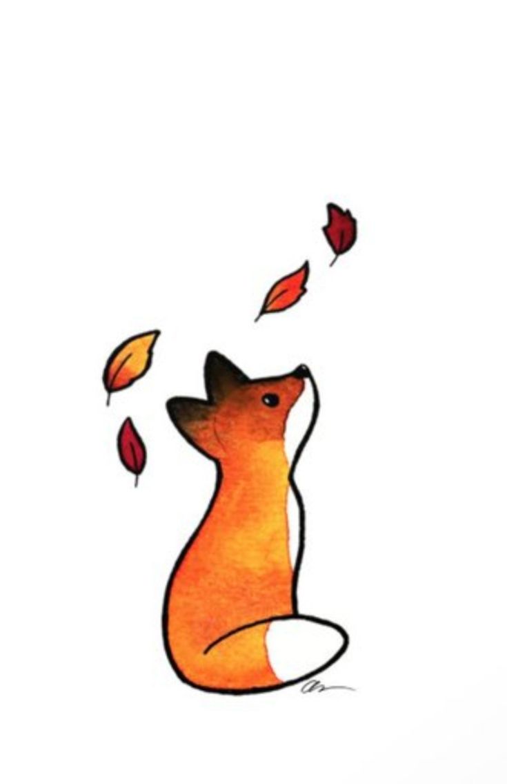 a drawing of a fox with leaves coming out of its mouth