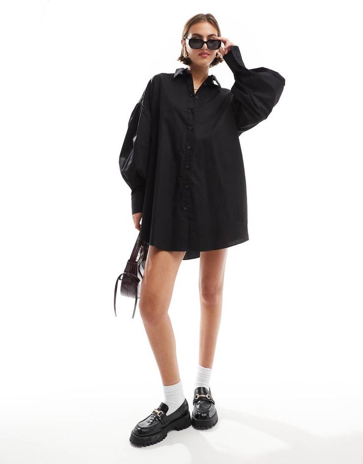 Dresses by ASOS DESIGN Curate your capsule wardrobe Plain design Spread collar Button-up front Blouson sleeves Boyfriend fit Shirt Mini Dress, Blouson Sleeve, Winter Party Dress, Boyfriend Shirt, Sweaters And Leggings, Mini Shirt Dress, Satin Slip Dress, Plain Design, Maxi Dress Trend