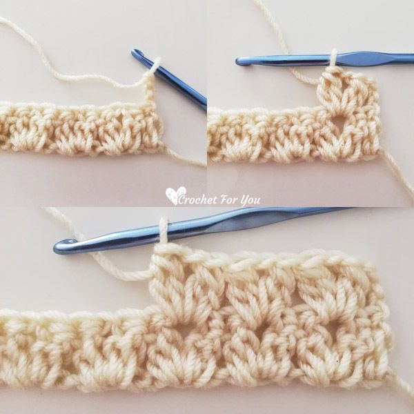 three crochet stitches are next to each other