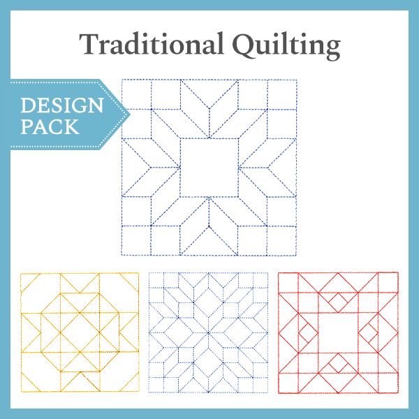 the book cover for traditional quilting design pack