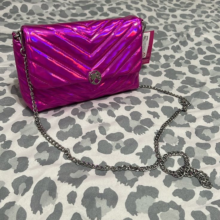 Bnwt Barbie X Claires Bag Trendy Purple Evening Bag, Chic Purple Shoulder Bag For Party, Trendy Purple Party Bags, Chic Purple Evening Bag, Chic Purple Evening Bags, Trendy Purple Shopping Bag, Trendy Purple Bags For Shopping, Purple Evening Bags With Removable Pouch, Purple Shoulder Bag For Parties