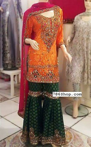 Pakistani Dresses online shopping in USA, UK. | Indian Pakistani Fashion clothes for sale with Free Shipping. Call +1 512-380-1085 Pakistani Gharara, Lehenga Photos, Bridal Pakistani, Bridal Asia, Pakistani Mehndi Dress, Mehndi Function, Chiffon Suit, Pakistani Party Wear Dresses, Pakistan Wedding