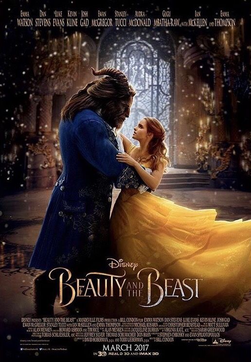 the poster for disney's live - action film, beauty and the beast is shown