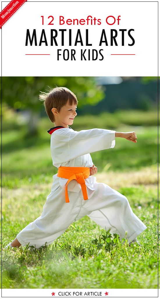 a young boy is practicing karate in the grass with text that reads, 12 benefits of martial arts for kids