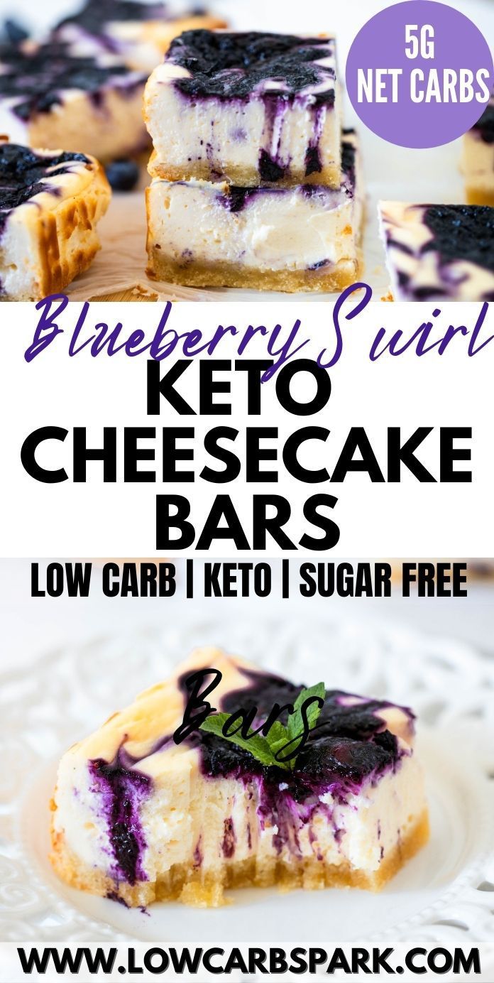 blueberry swirl keto cheesecake bars with low carb i keto sugar free