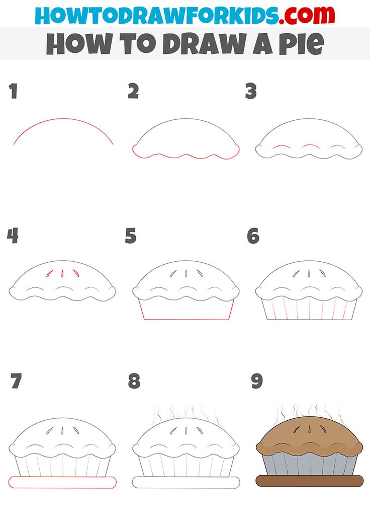 how to draw a pie step by step instructions for kids and beginners with pictures