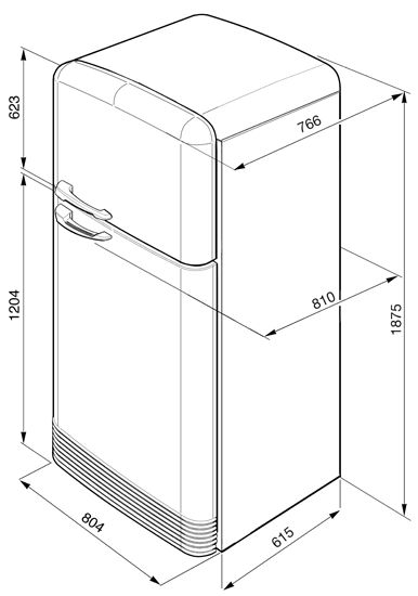 the drawing shows an image of a refrigerator