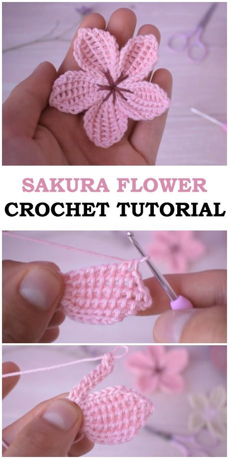 the crochet flower is being worked on