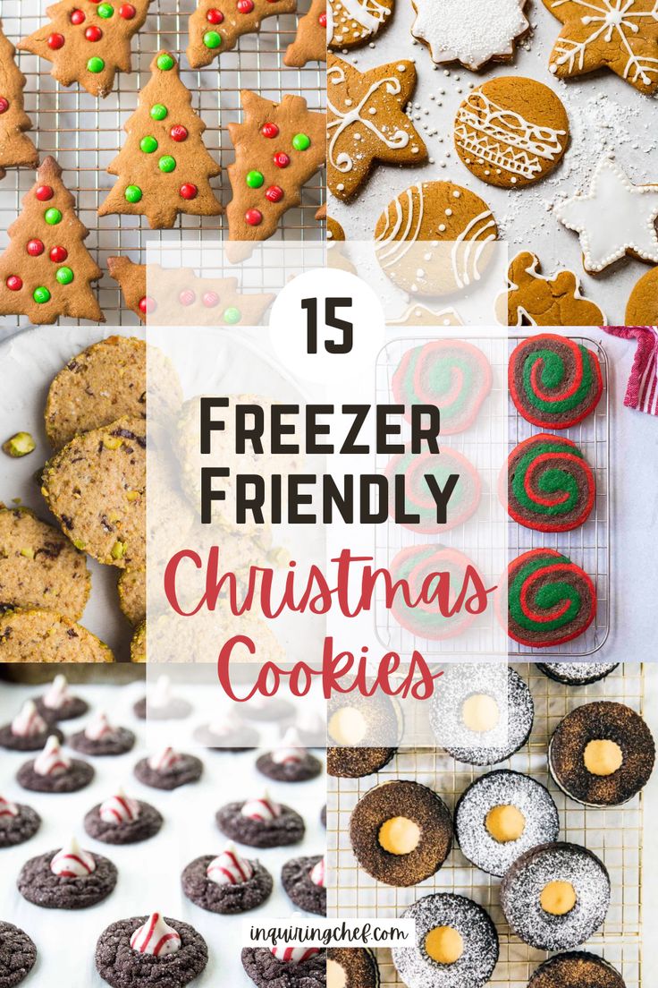 the collage shows different types of christmas cookies, including one with frosting on it and