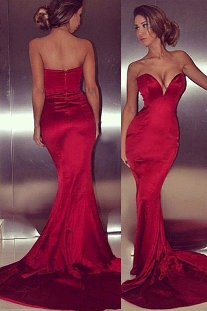 Court Train Prom Dress, Trumpet Evening Dress, Tight Red Dress, Ombre Prom Dresses, Evening Dress Long, Prom Dresses 2016, Satin Evening Dresses, Burgundy Prom Dress, Prom Dresses Two Piece