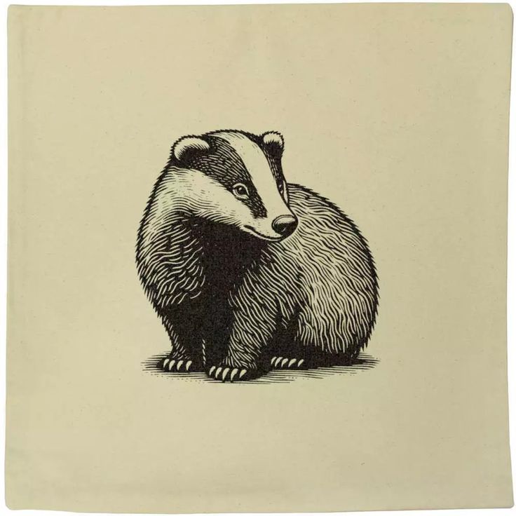 a drawing of a badger sitting on the ground