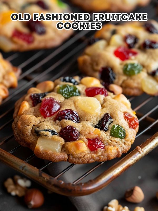 old fashioned fruitcake cookies cooling on a rack