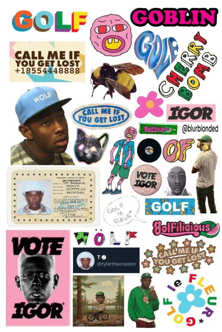 a collage of various stickers and decals on a white background with the words golf in it