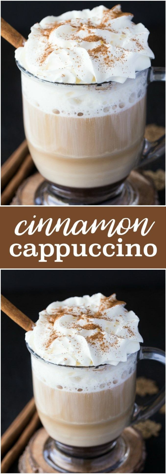 cinnamon cappuccino with whipped cream on top