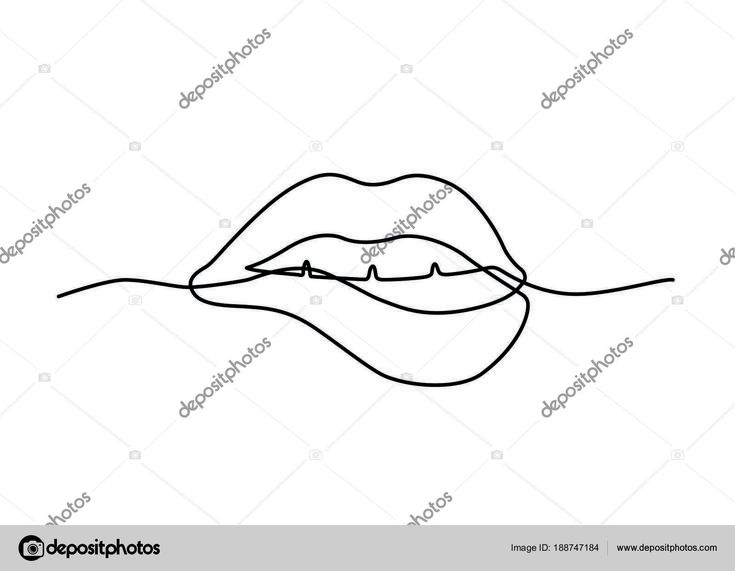 the lips are drawn in continuous lines