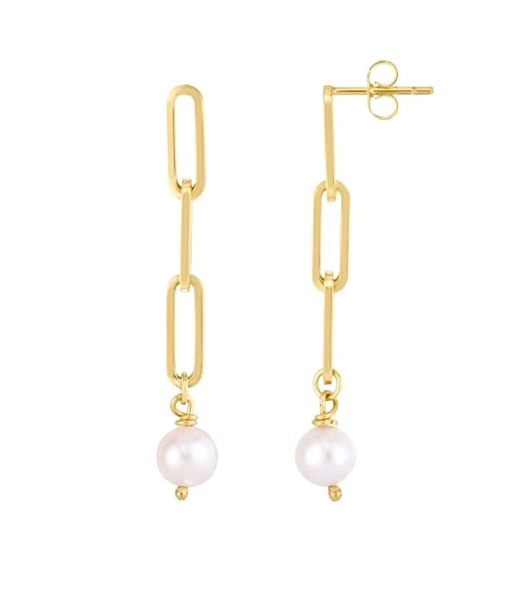 Paperclip Pearl drop gold earrings are a great gift for her. Paperclip gold hoops are Paperclip hoop earrings for every day or anniversary or birthday. Paperclip jewelry is always in style. Paperclip gold chain earrings are dangle earrings with pearls.  Details:  Metal Type : Gold  Metal Color: Yellow  Gold Karat: 14k Stamped  Closure Type: Push Back  Gram weight: 1.6 gram Type of earrings: Dangle/ Drop 14k REAL GOLD EARRINGS 100% AUTHENTICITY GUARANTEE For more designs:  1) 14K REAL GOLD DROP DANGLING EARRINGS WITH DIAMOND EARRINGS  https://www.etsy.com/listing/1521403519/14k-paperclip-link-drop-dangle-earrings 2) 14K REAL GOLD DROP PAPERCLIP EARRINGS  https://www.etsy.com/listing/1512306217/paperclip-drop-gold-earrings-paperclip 3) 14K REAL GOLD LONG DANGLING PAPERCLIP EARRINGS  https:// Modern Dangle Earrings With Cable Chain, Elegant Dangle Linear Earrings With Box Chain, Gold Paperclip Chain Earrings For Formal Occasions, Elegant Dangle Jewelry With Cable Chain, Elegant Paperclip Earrings With Ear Wire, Elegant Paperclip Shape Earrings With Ear Wire, Elegant Dangle Earrings With Cable Chain, Elegant Gold Linear Earrings With Cable Chain, Elegant Long Drop Box Chain Earrings