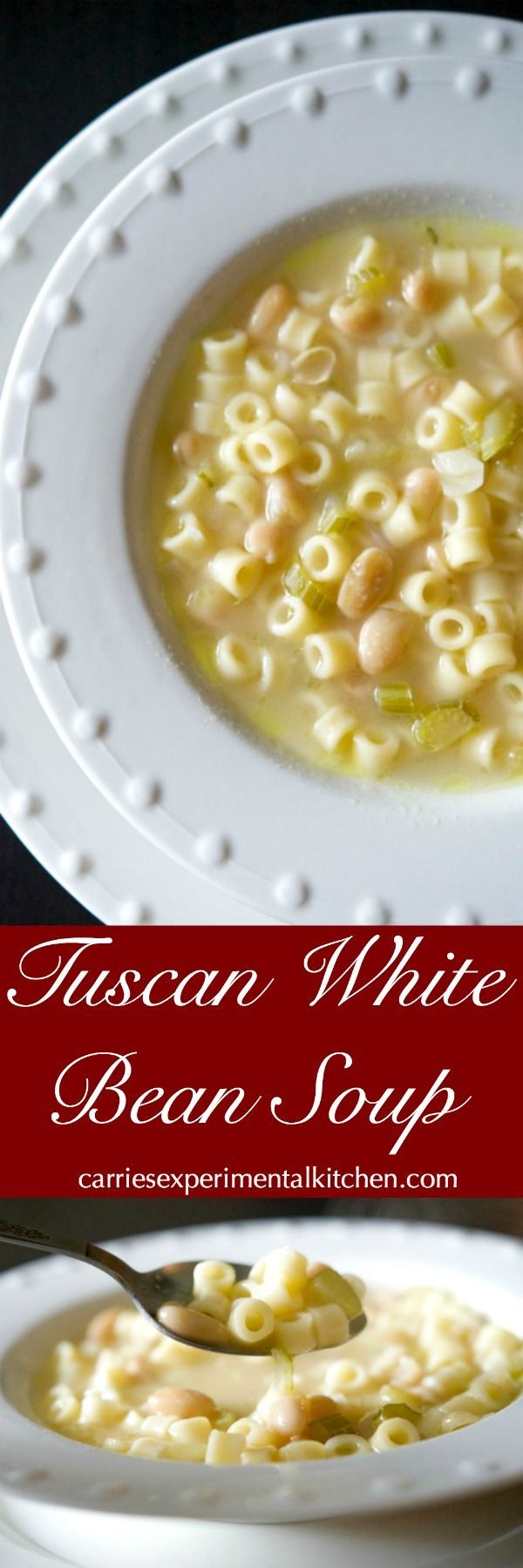 a white bowl filled with macaroni and cheese soup on top of a table