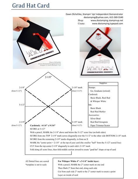 an origami graduation hat card is shown with instructions to make the graduate's cap